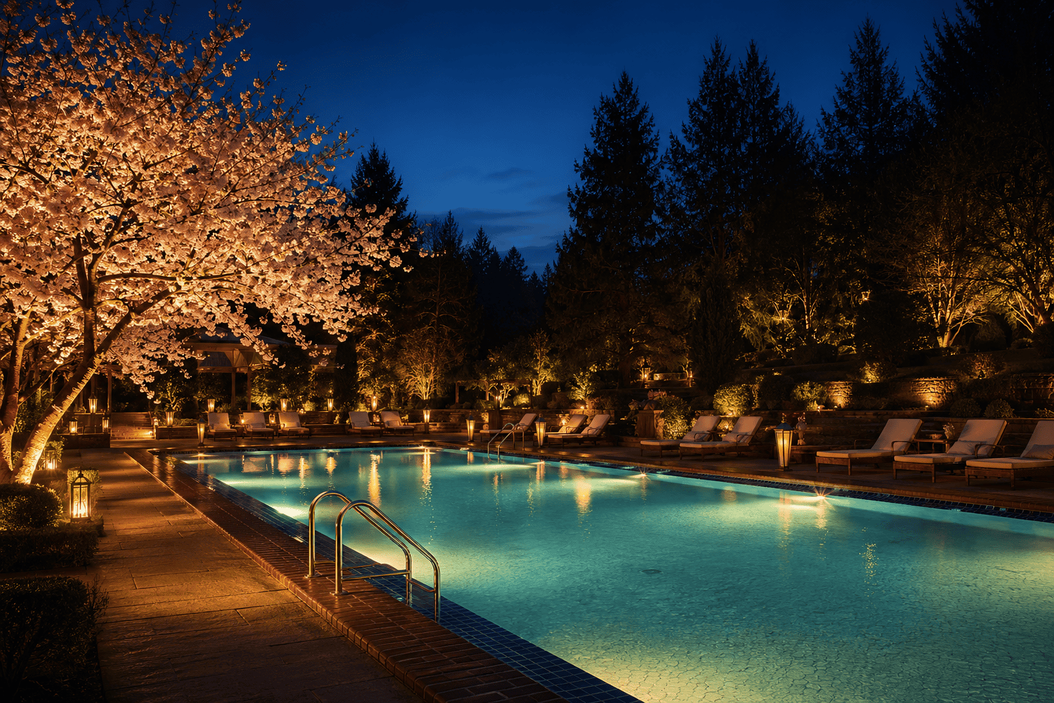 Outdoor pool at a Budapest bath in summer