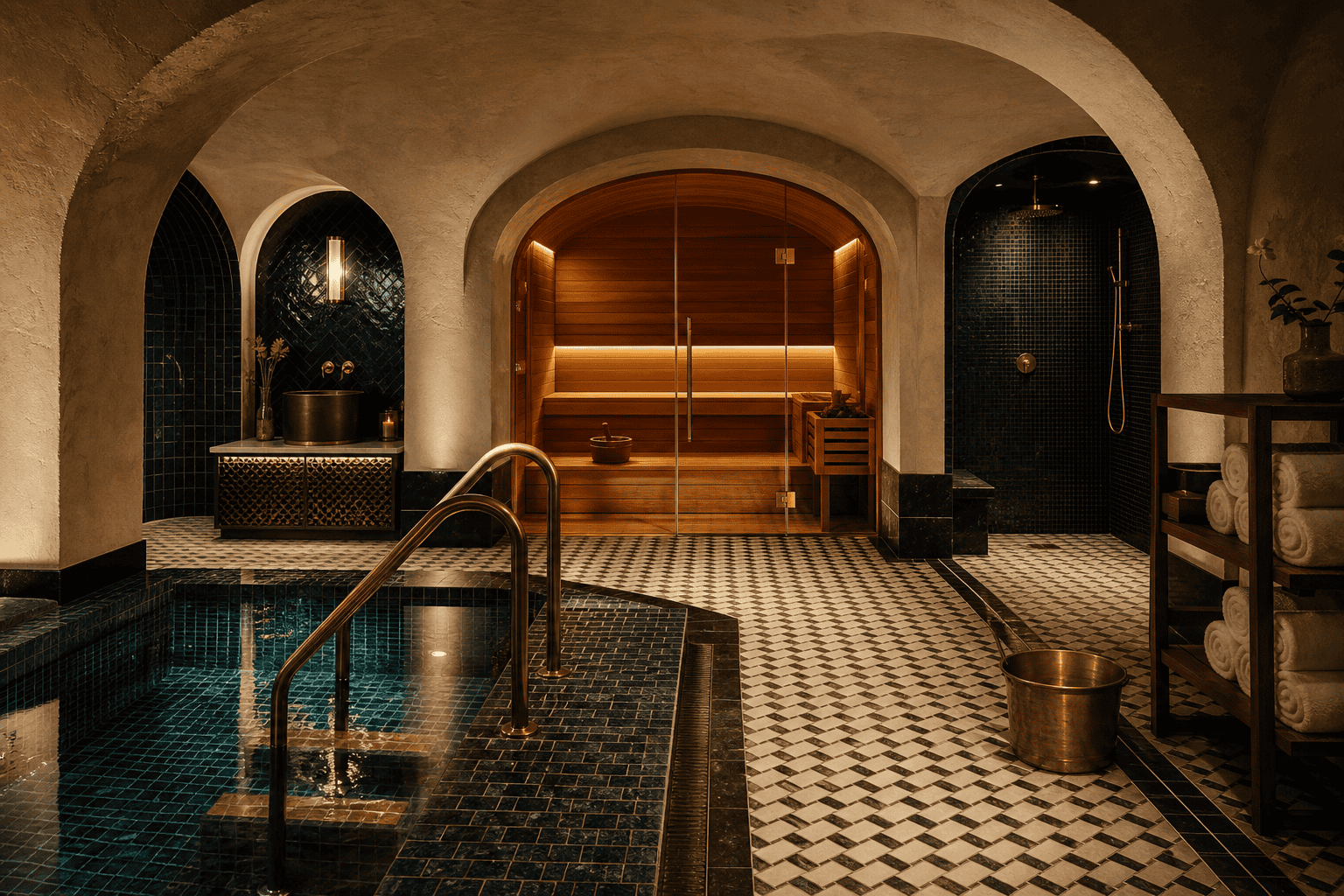 Poolside summer atmosphere at a Budapest bath