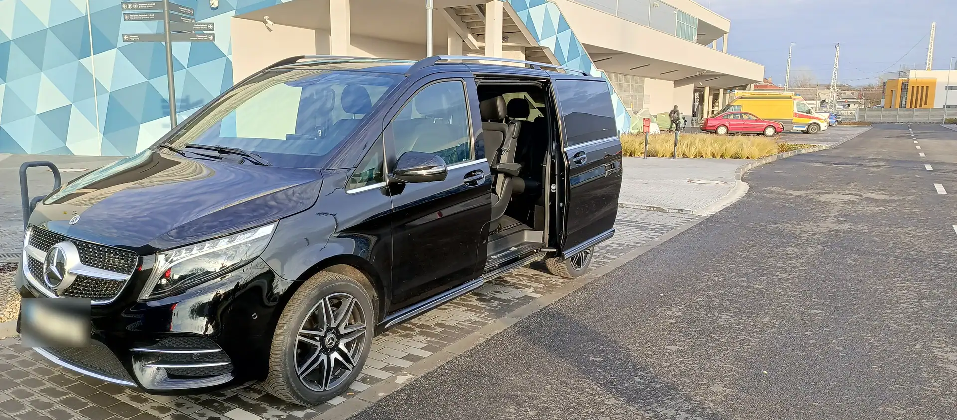 Mercedes-Benz V-Class with sliding door open — VanBudapest premium chauffeur