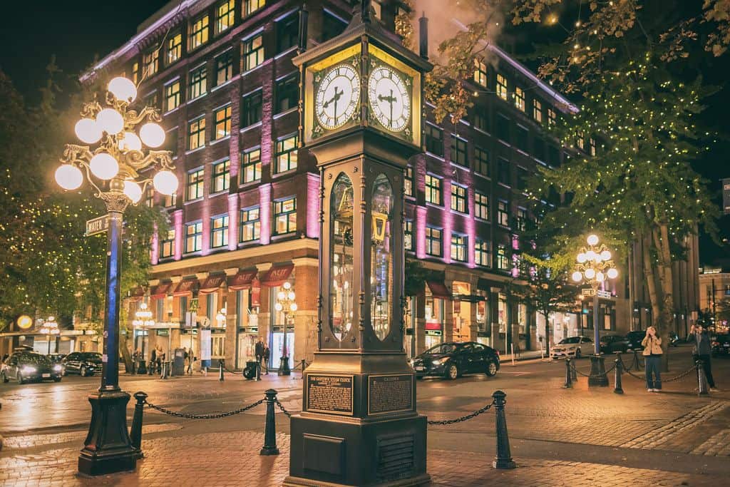 Gastown Vancouver — steam clock and historic streets