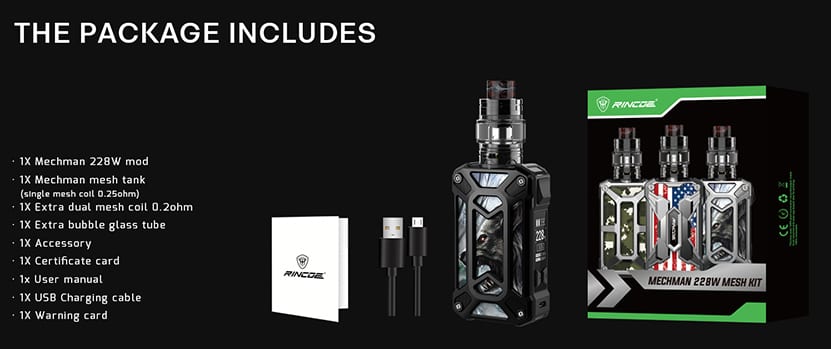 Rincoe Mechman 228w Kit Rincoe Mechman 228w Mod $24.63 | Vape Kit $31.57
