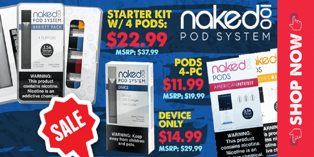 Naked 100 Pod System Kit Naked 100 Pod Starter Kit $22.99 (USA)