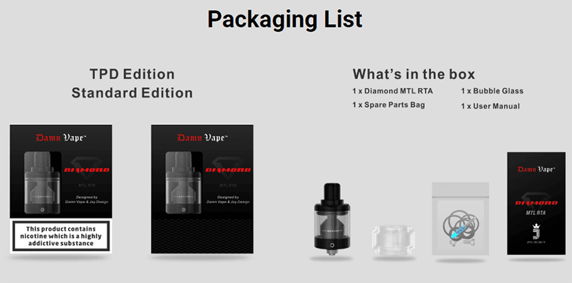 Damn Vape Diamond MTL RTA Packaging Damn Vape Diamond MTL RTA $16.90