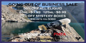 VanVal Vapor PMTA Sale Vanval Vapor PMTA Sale!