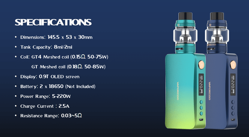 Vaporesso Gen S Vape Kit Vaporesso Gen S Mod $34.82 | 220w Kit $37.49