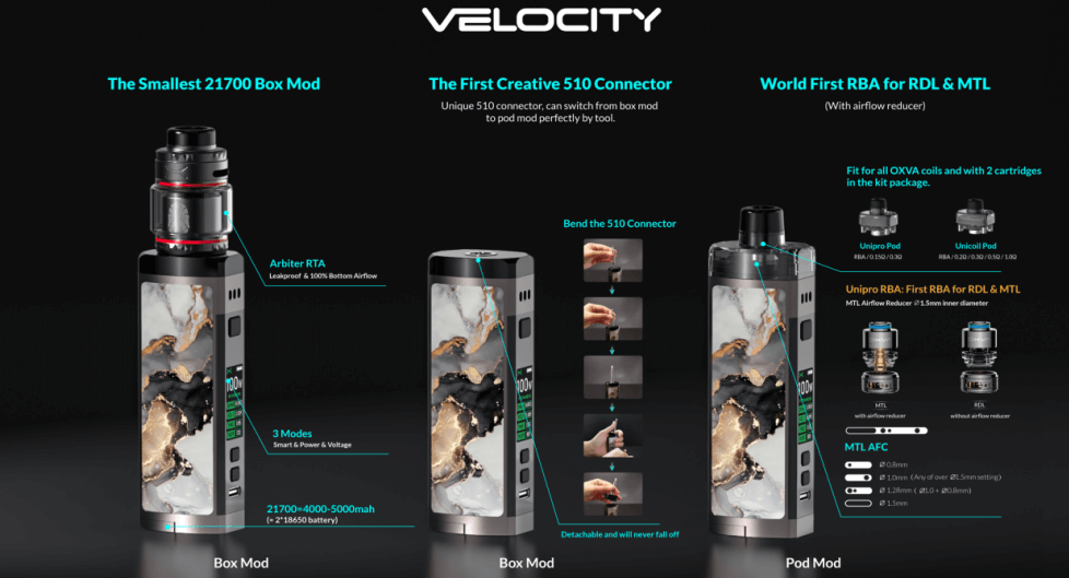 OXVA Velocity 100w Vape Kit OXVA Velocity 100w Kit $17.69
