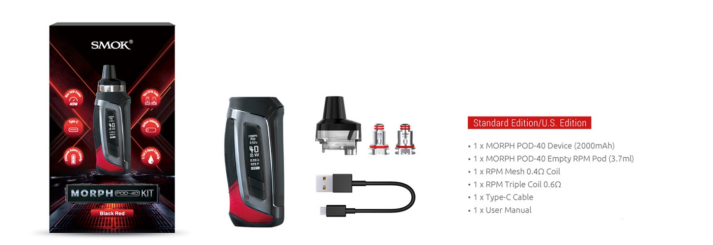 Smok Morph Pod 40 Pod Kit Smok Morph Pod-40 Kit $22.49 (USA)