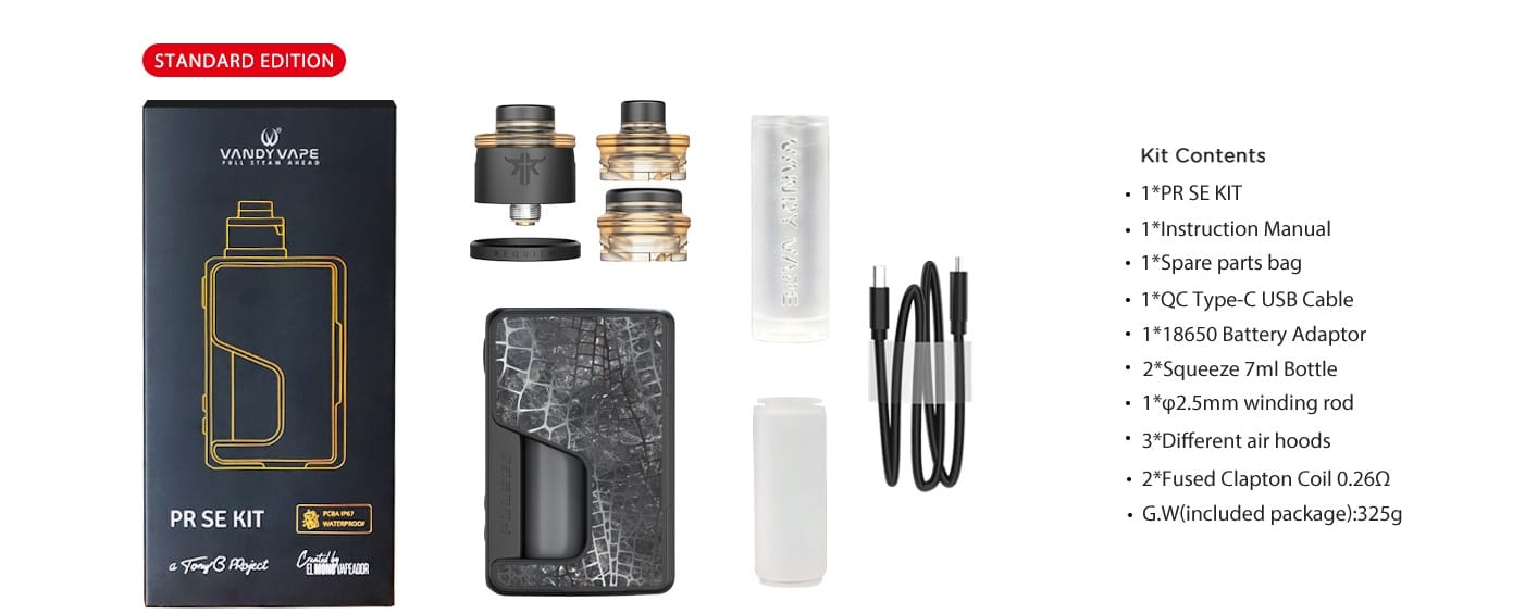 Vandy Vape PR SE Squonk Kit Vandy Vape PR SE Kit $56.95 (USA)