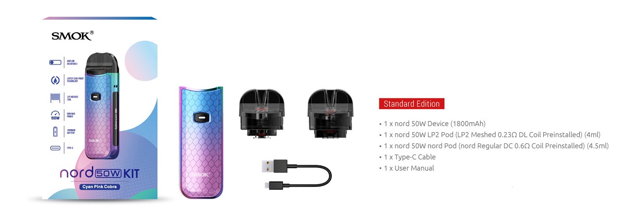 Smok Nord 50w Pod Kit Smok Nord 50w Pod System $21.74 (USA)