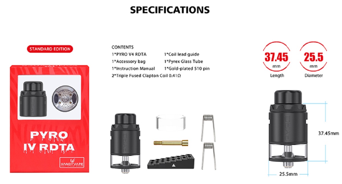 Vandy Vape Pyro V4 25.5mm RDTA Vandy Vape Pyro V4 RDTA $25.99