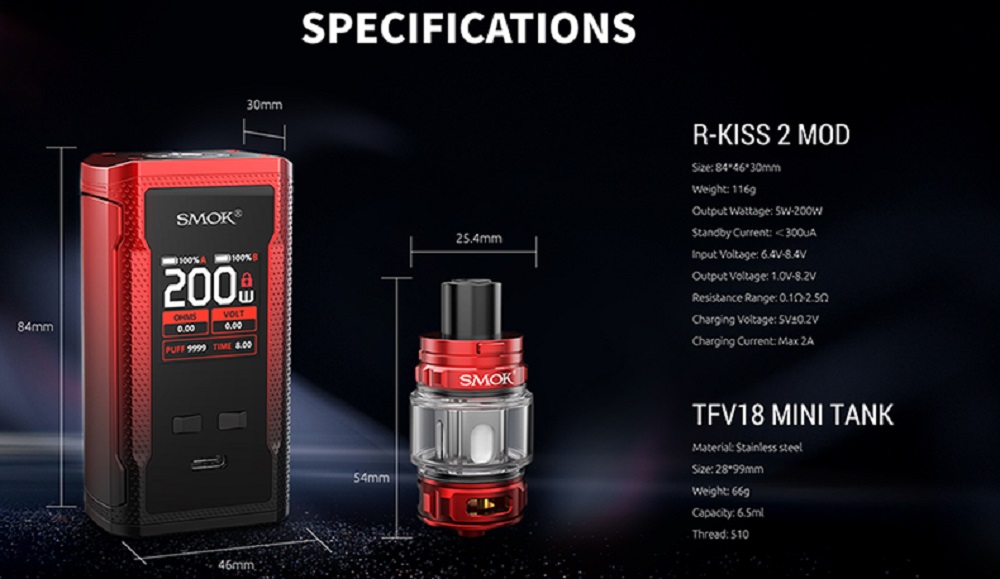 Smok R Kiss 2 200w Kit Smok R-Kiss 2 Mod $26.99 | 200w Kit $34.99