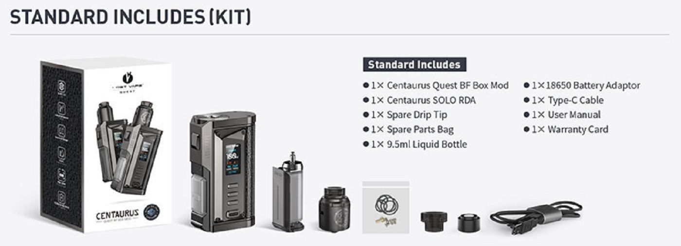 Lost Vape Centaurus Quest BF 100w Kit Lost Vape Centaurus Quest BF Mod $34.98 | Kit $64.99