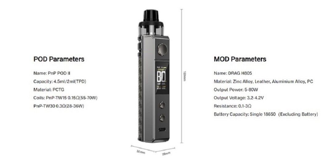 VooPoo Drag H80 S Pod Kit VooPoo Drag H80 S Pod Mod Kit $21.99