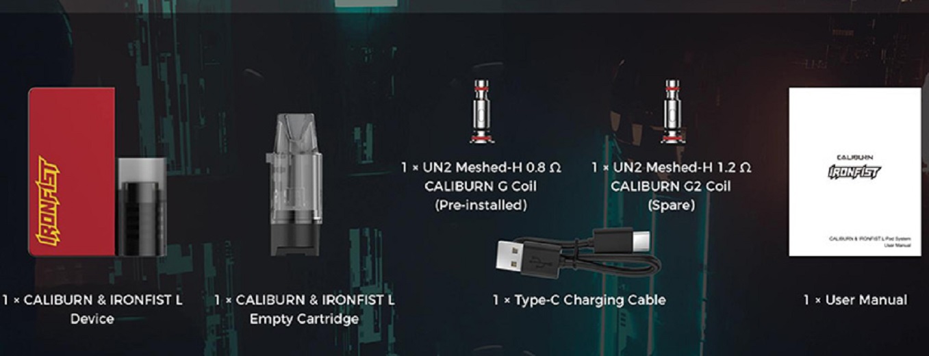 Uwell Caliburn Ironfist L Pod System Uwell Caliburn Ironfist L Pod Kit $19.99 (USA)