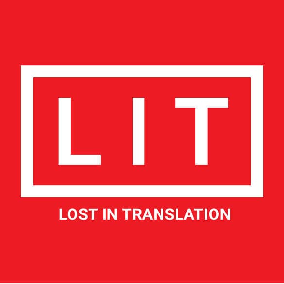 Vape brand logo featuring "LIT" with the tagline "Lost in Translation" on a vibrant red background, ideal for coupon code and deal pages.