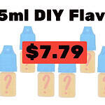 Image of 10 bottles of diy e-juice flavor concentrates with question marks, priced at $7. 79 for a 10-pack of 5ml bottles.