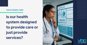 Doctor reviewing patient data on a digital dashboard, supporting value-based preventive care decisions