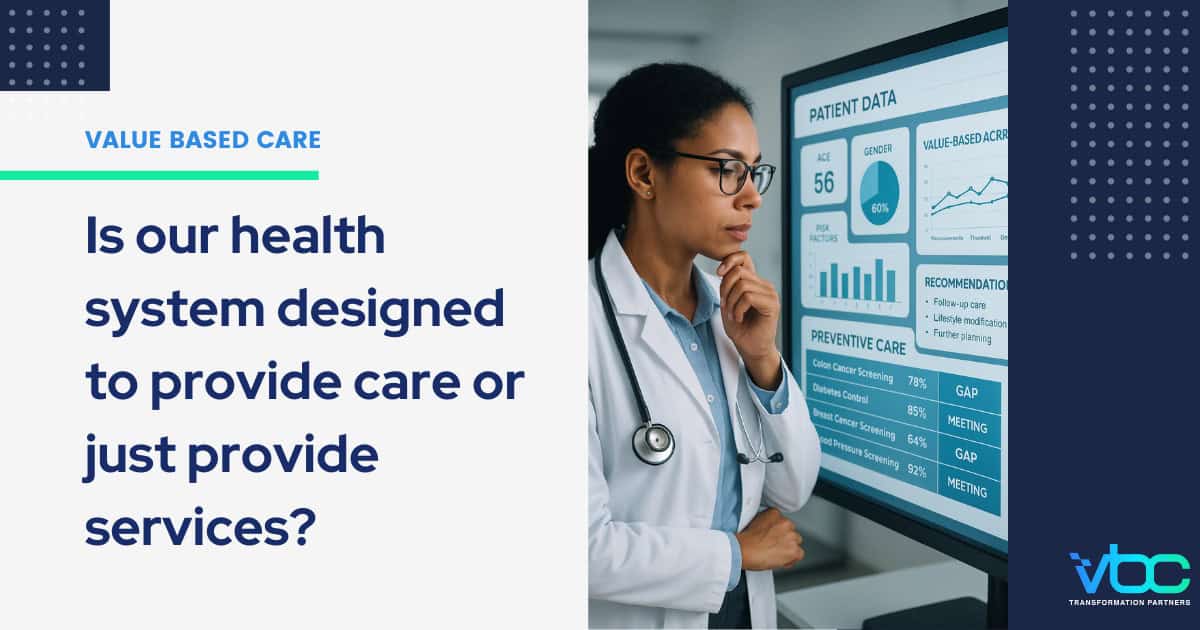 Doctor reviewing patient data on a digital dashboard, supporting value-based preventive care decisions