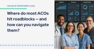 Image of diverse healthcare teams and data dashboards symbolizing alignment of finance, clinical, and operations without burnout.