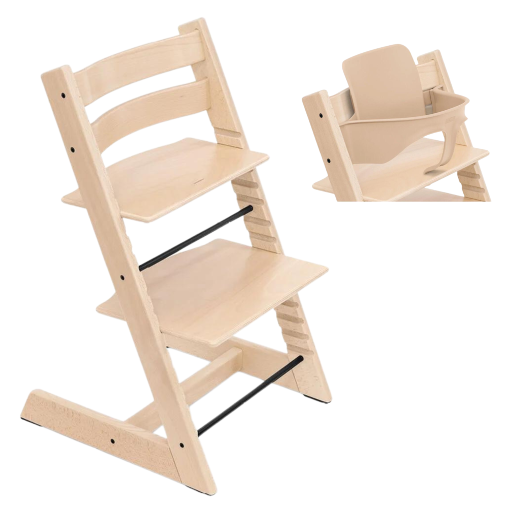 Stokke Tripp Trapp 2w1 – krzesło Tripp Trapp z drewna bukowego lub dębu i zestaw niemowlęcy - obrazek 2