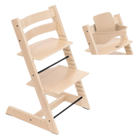 Stokke Tripp Trapp 2w1 – krzesło Tripp Trapp z drewna bukowego lub dębu i zestaw niemowlęcy