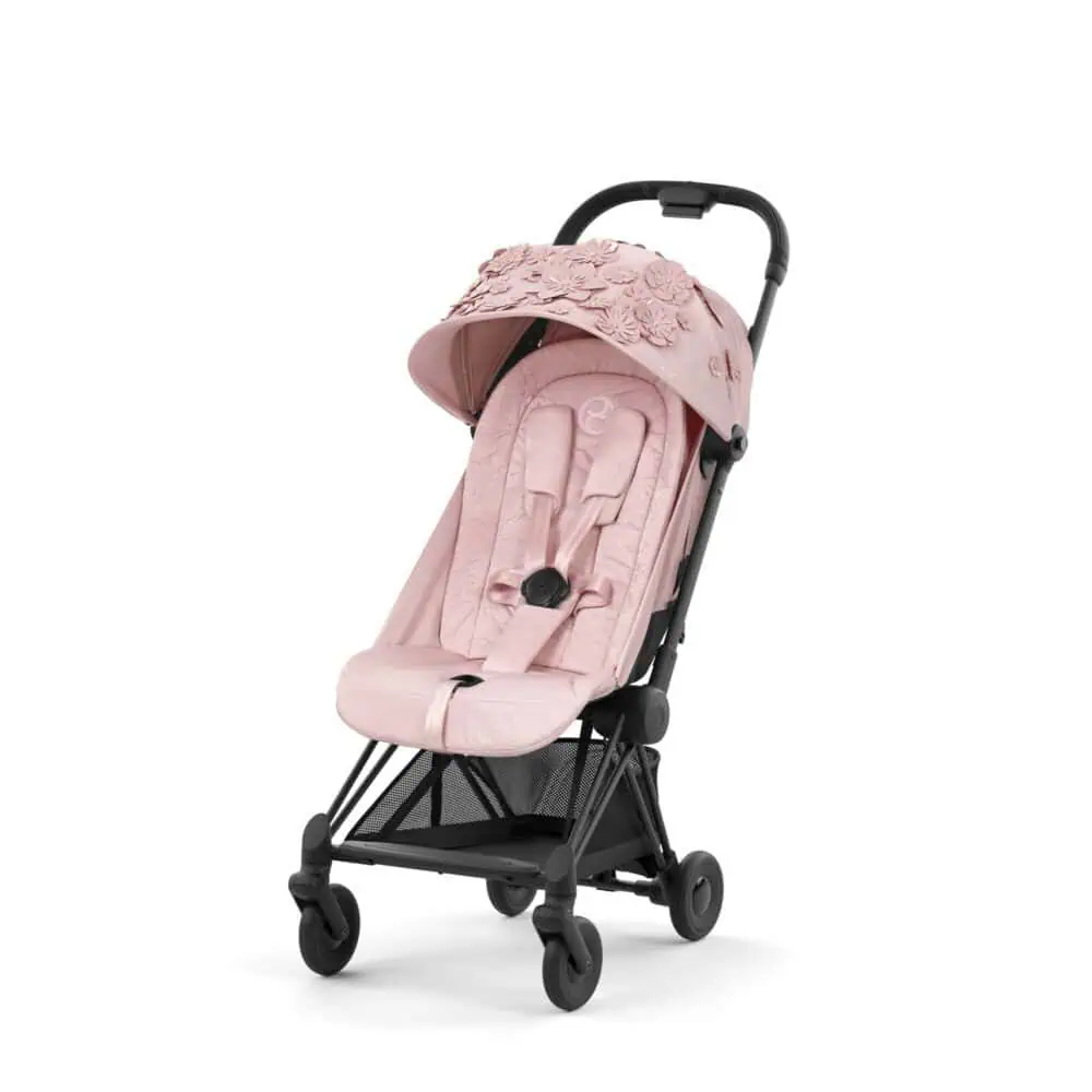 Cybex Coya Matt Black Frame Fashion Collections Simply Flowers Pale Blush