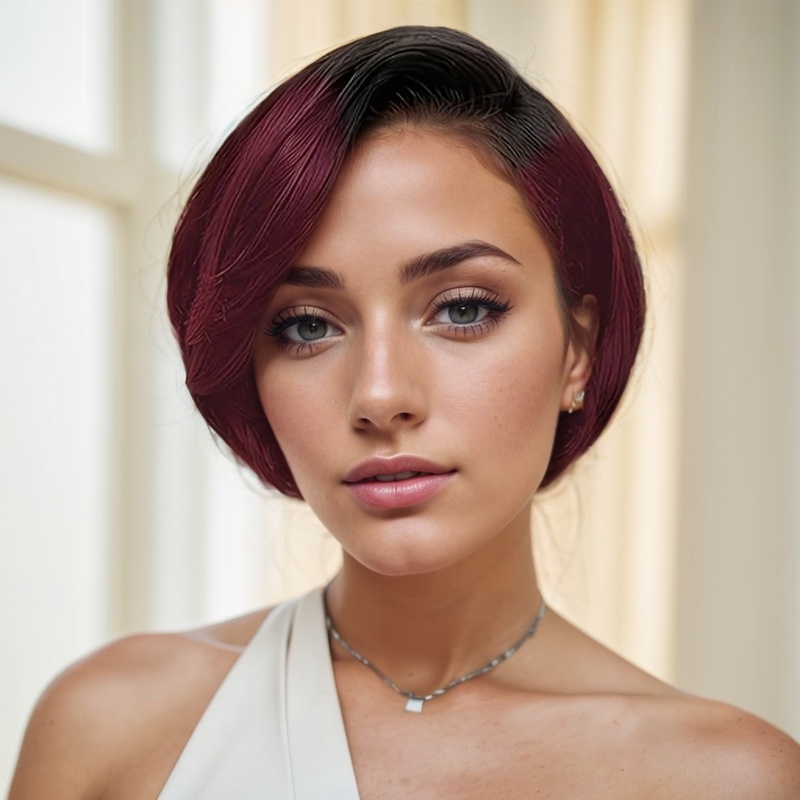 Front Transparent Lace, Styling Hair Scissors, Female Short Straight Hair Non-toxic Wig Human Hair, Wavy Wig Human Hair, No Glue. - Image 2