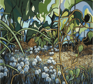 Exhibition Winners 2020 - Pastel artwork with lush greenery and vibrant details.