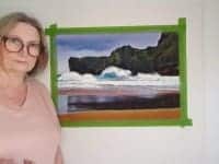 Member receiving encouragement award at Pastel Society of Victoria event.