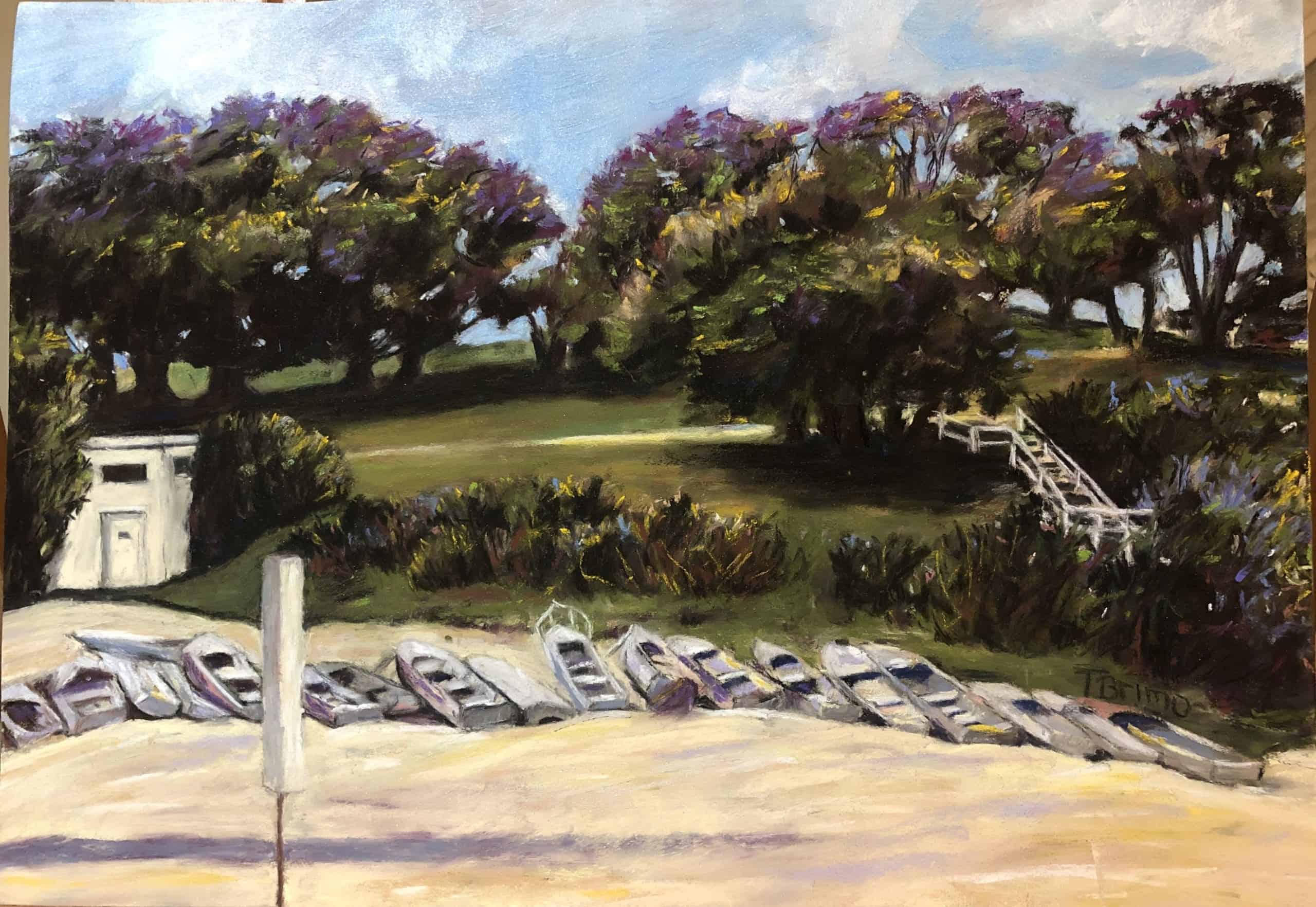 Pastel Society of Victoria, Australia logo with landscape painting.