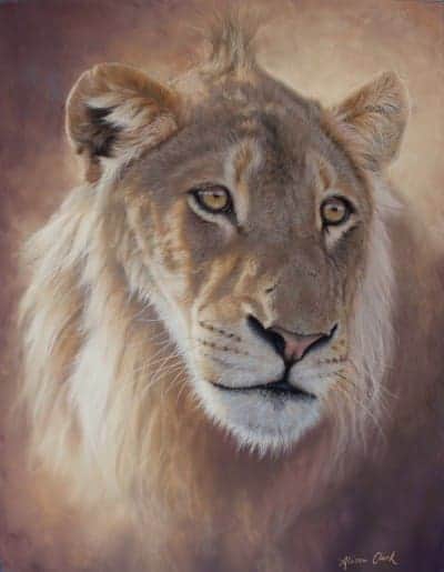 Lion pastel artwork, part of the 2023 Exhibition Winners by the Pastel Society of Victoria.