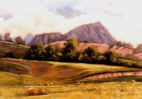 Pastel landscape painting of rolling hills and mountains, winner at Exhibition Winners 2025.