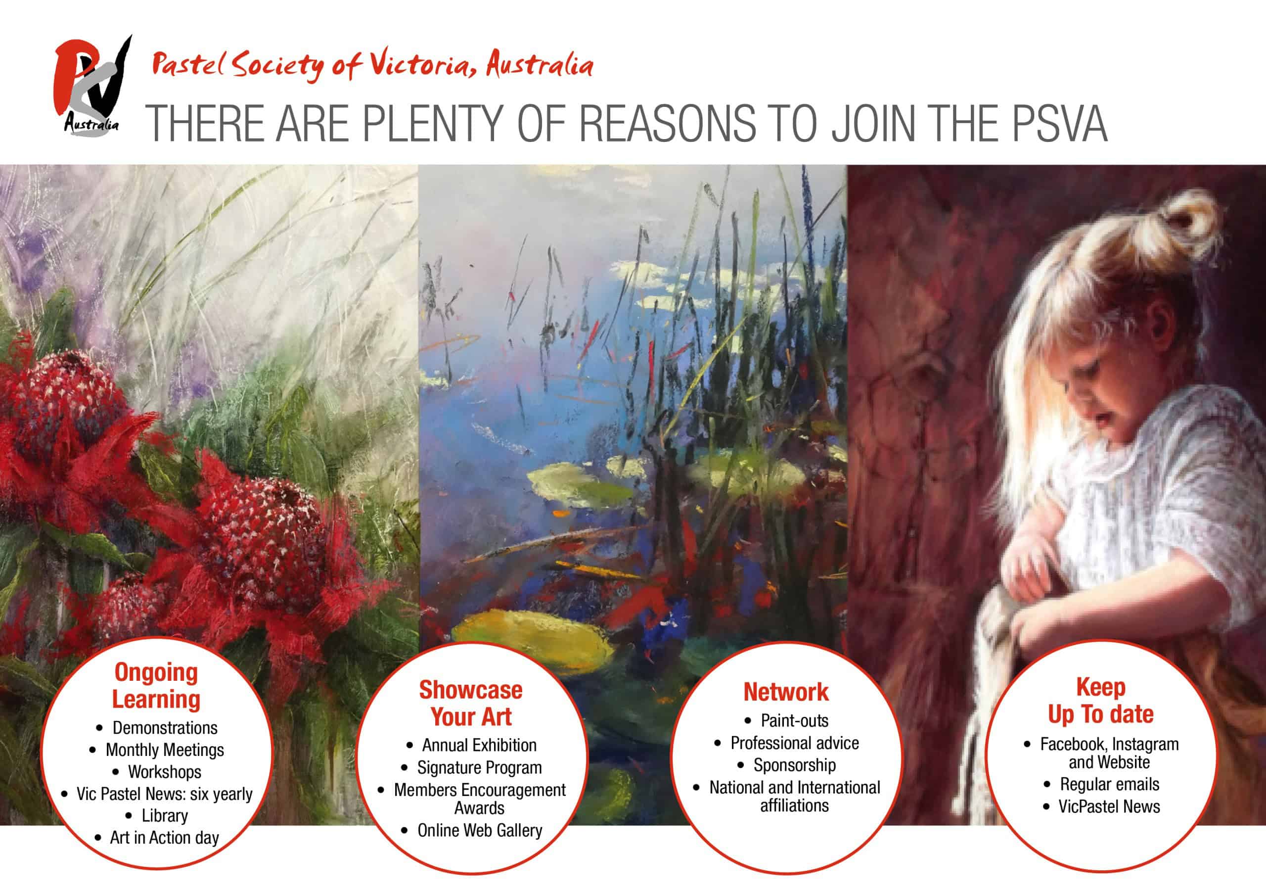 Pastel Society of Victoria logo with text overlay.