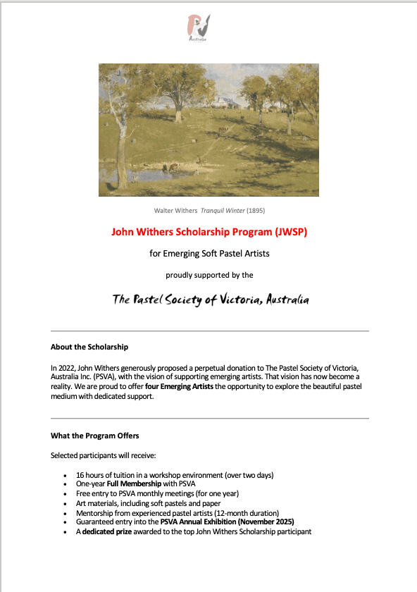 The Pastel Society of Victoria (JWSP) John Withers Scholarship Program