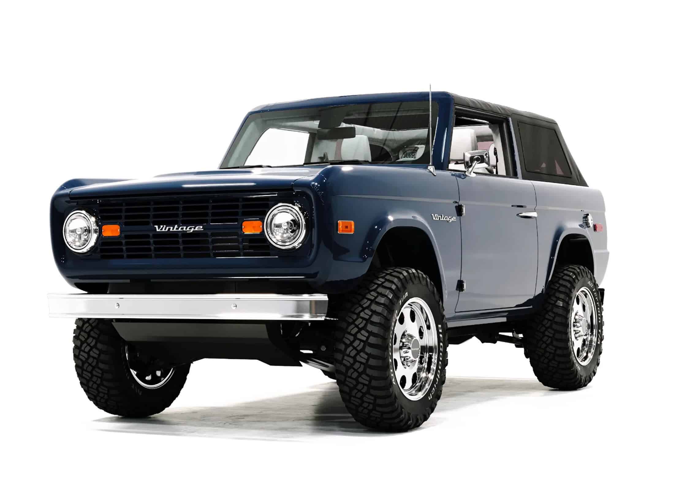 Vintage off-road SUV with classic design, rugged tires, and retro features, showcasing stylish blend of vintage and modern automotive elements.