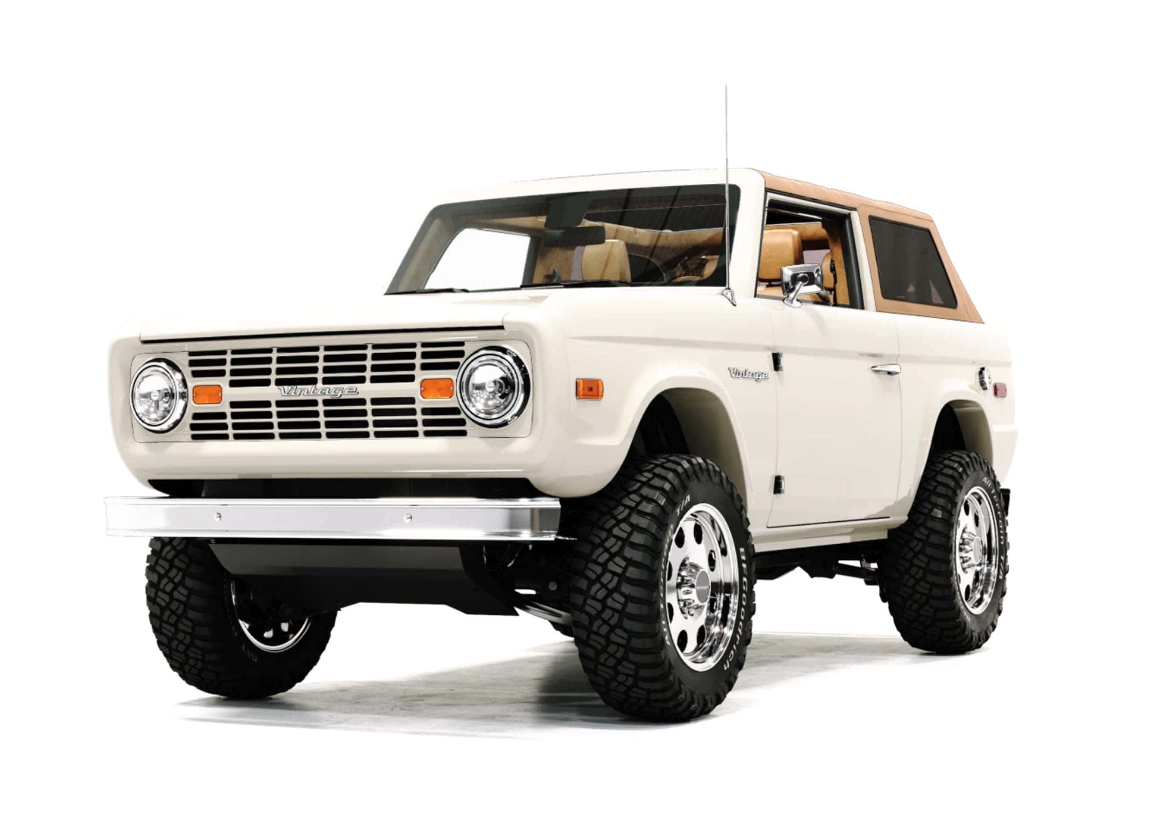 Vintage off-road SUV with retro design, rugged tires, and classic details, perfect for adventure and vintage car enthusiasts.