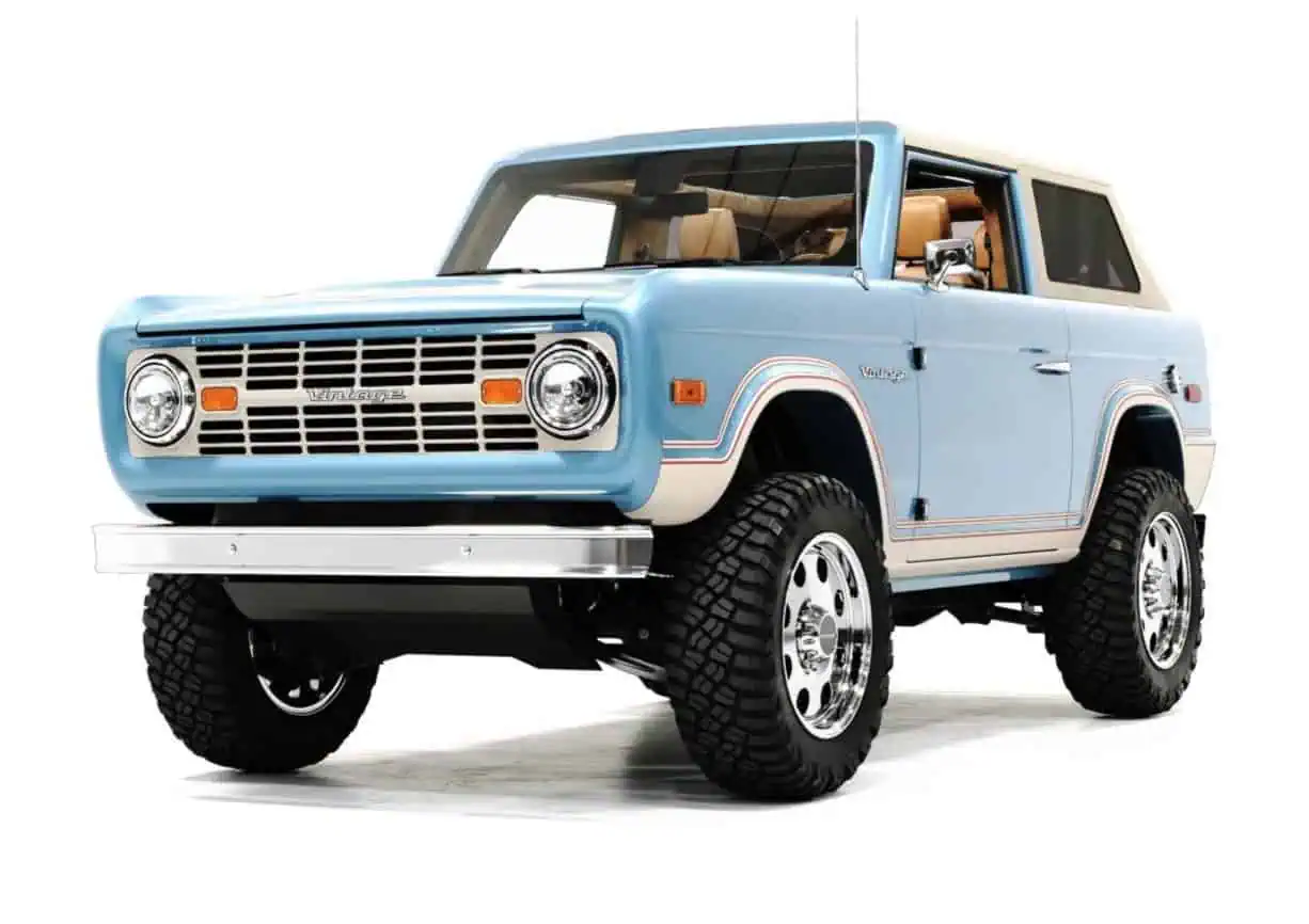 Vintage modern blue SUV with off-road tires, retro style, classic design, automotive art, collectible car, vintage vehicle photo, unique car photography, optima car styling.