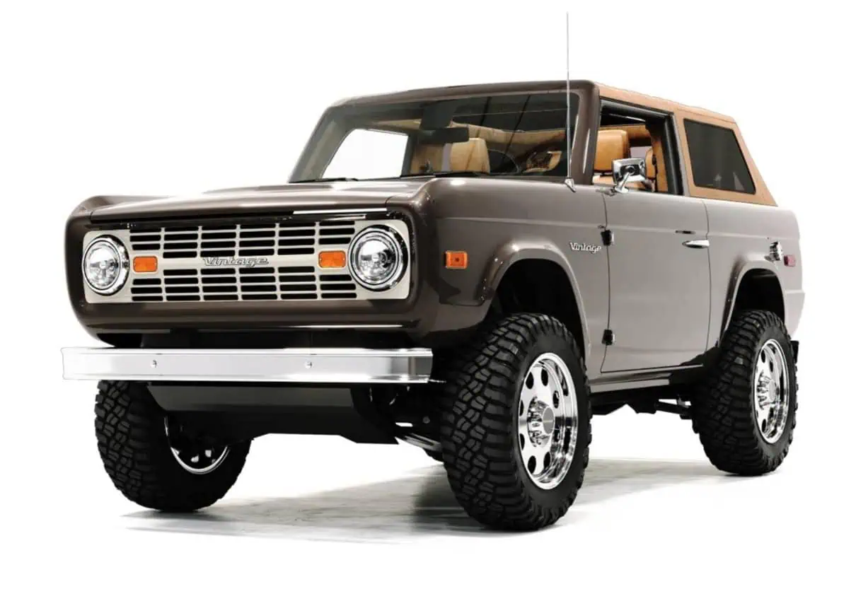 Vintage modern SUV with retro design, rugged tires, and classic details, perfect for collectors and enthusiasts of vintage-inspired automotive models.