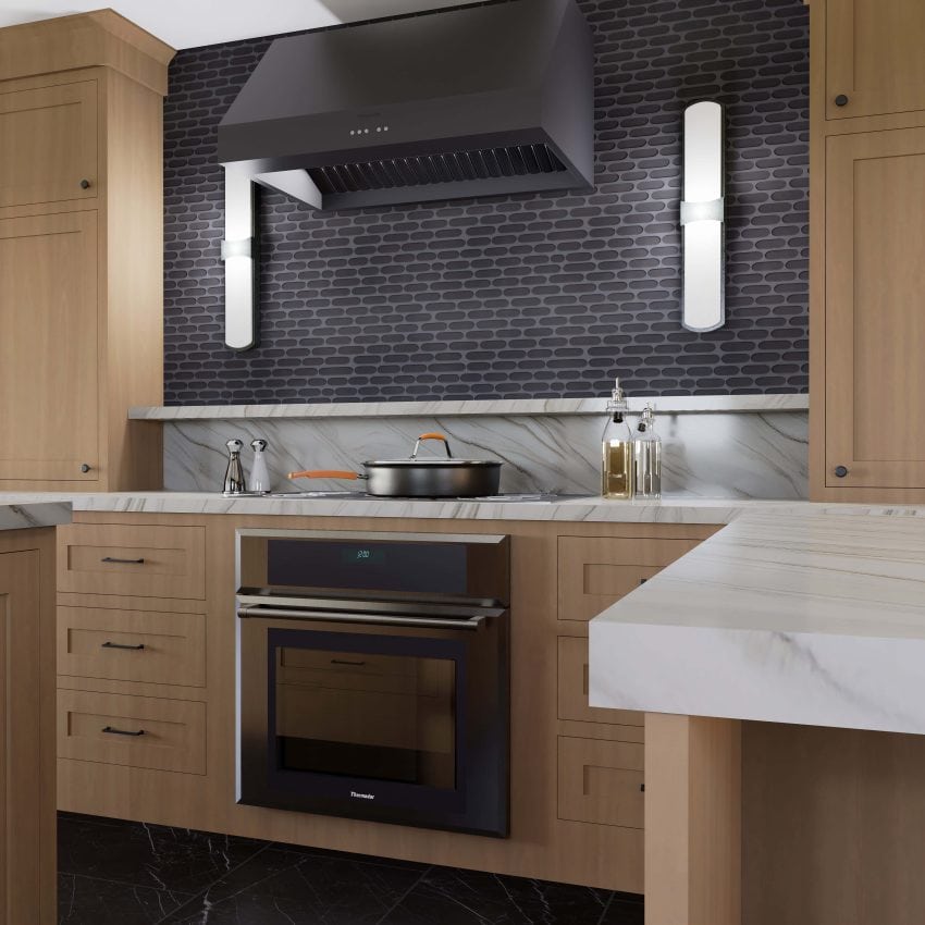 Elmhurst kitchen remodel rendering showing contemporary finishes, bright open space, and island layout.