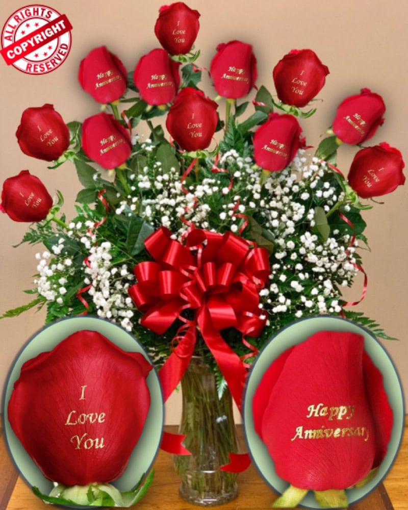 i love you and happy anniversary roses