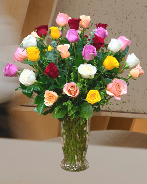 Long Stem Assorted Color Roses - Image 3