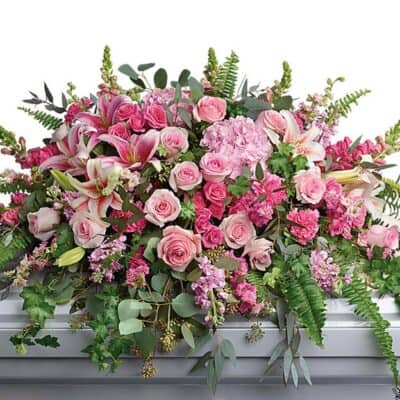 elegant pink casket spray