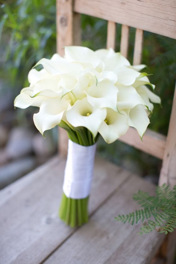 WHITE MINI CALLA LILIES BRIDAL BOUQUET