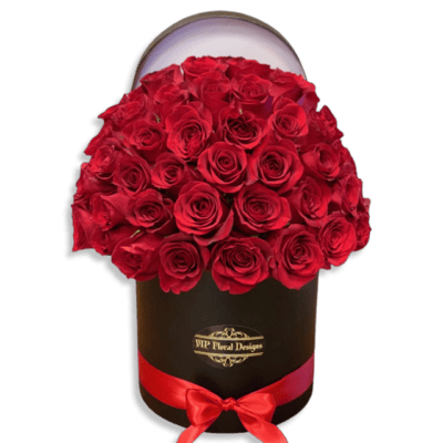 50 Fresh Roses Hat Box