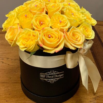 Hat Flower Box with Yellow Roses