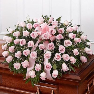 Pink Rose Half Casket Cover