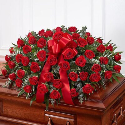 Red Rose Half Casket Cover