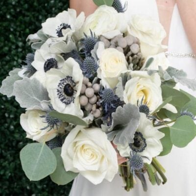 dusty blue bridal bouquet las vegas wedding flowers