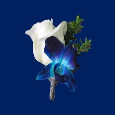 royal blue boutonniere