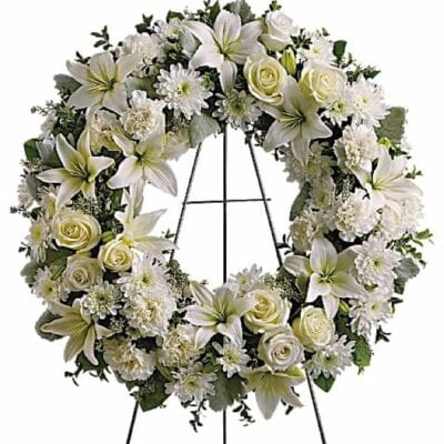 White funeral wreath